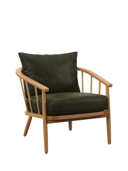 John Lewis Frome Leather Armchair, Light Leg, Demetra Green