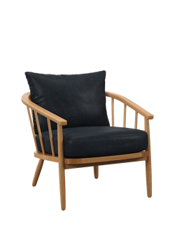 John Lewis Frome Leather Armchair, Light Leg, Vintage Jeans