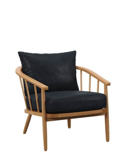 John Lewis Frome Leather Armchair, Light Leg, Vintage Jeans