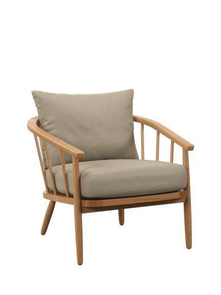John Lewis Frome Leather Armchair, Light Leg, Matt Pearl