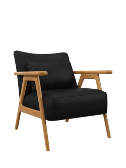 John Lewis Hendricks Leather Armchair, Light Leg, Matt Black