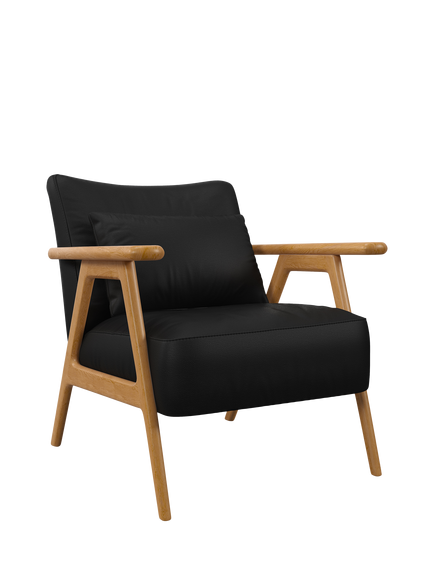 John Lewis Hendricks Leather Armchair, Light Leg, Matt Black