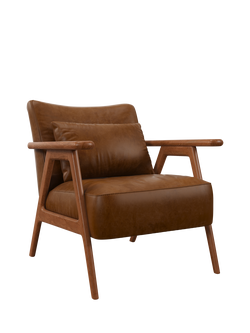 John Lewis Hendricks Leather Armchair, Dark Leg, Premium Caramel