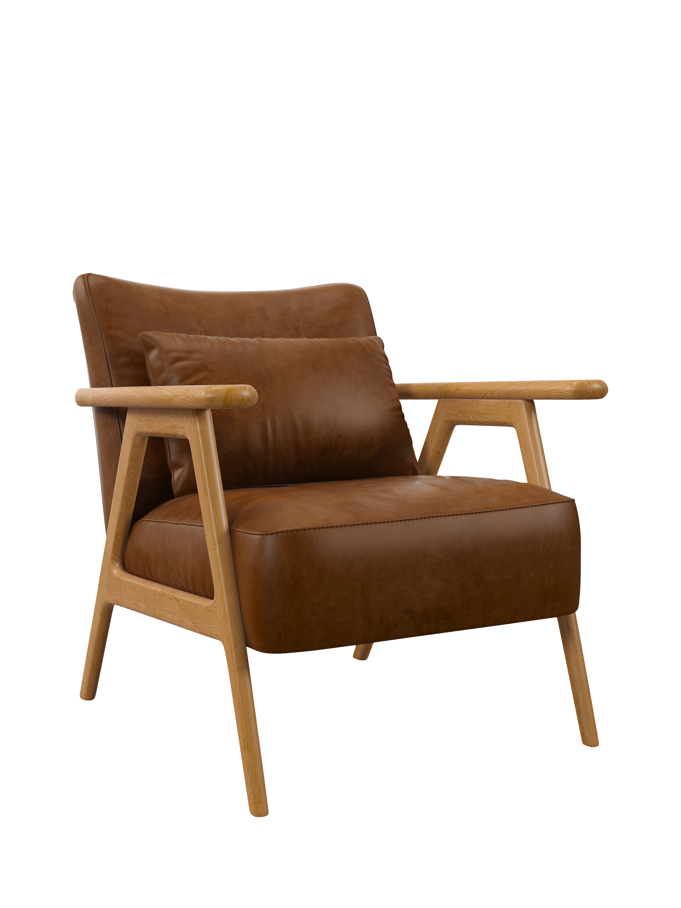 Hendricks Range, John Lewis Hendricks Leather Armchair, Light Leg, Premium Caramel