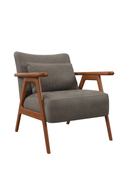 John Lewis Hendricks Leather Armchair, Dark Leg, Demetra Grey