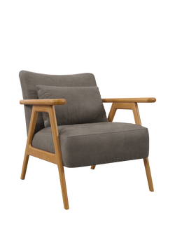 John Lewis Hendricks Leather Armchair, Light Leg, Demetra Grey