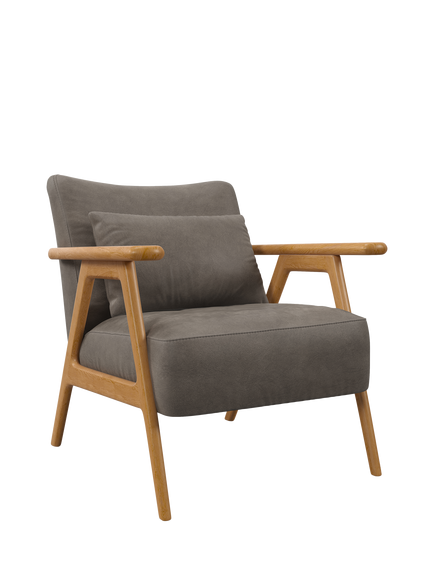 John Lewis Hendricks Leather Accent Chair, Light Leg, Demetra Grey