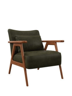John Lewis Hendricks Leather Armchair, Dark Leg, Demetra Green