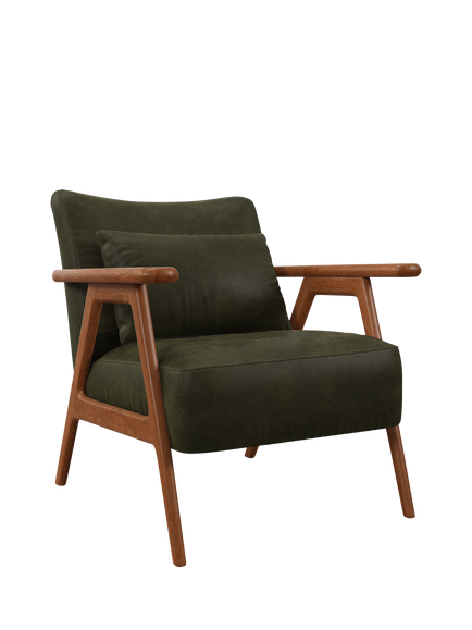 John Lewis Hendricks Leather Armchair, Dark Leg, Demetra Green