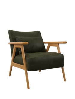 John Lewis Hendricks Leather Armchair, Light Leg, Demetra Green