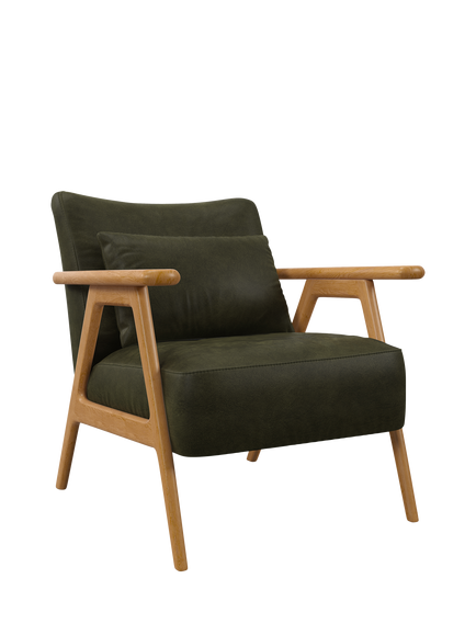 John Lewis Hendricks Leather Armchair, Light Leg, Demetra Green