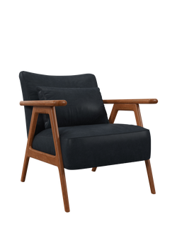 John Lewis Hendricks Leather Armchair, Dark Leg, Vintage Jeans