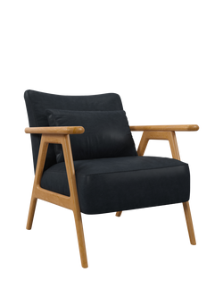John Lewis Hendricks Leather Armchair, Light Leg, Vintage Jeans