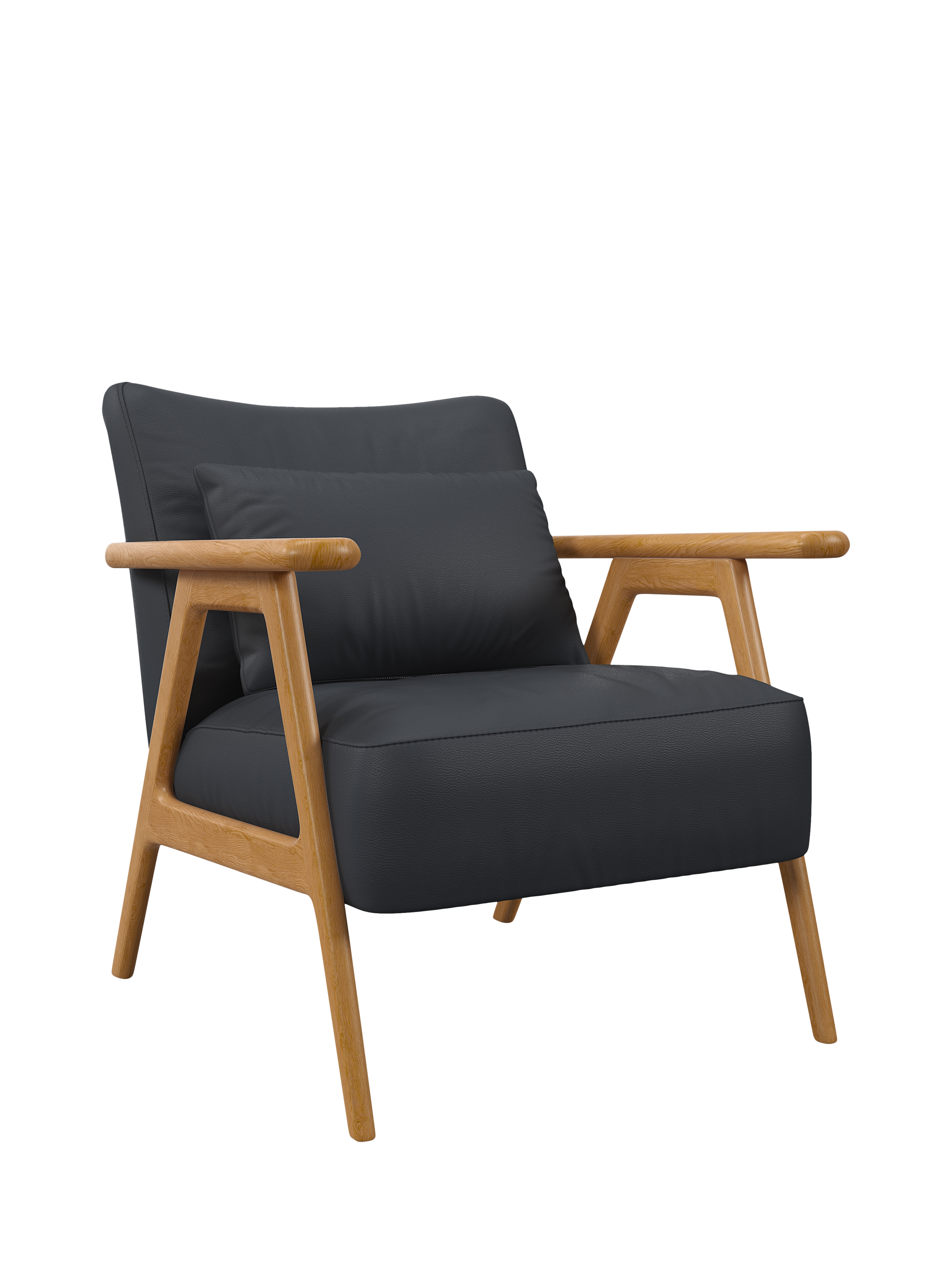 Hendricks Range, John Lewis Hendricks Leather Armchair, Light Leg, Matt Navy