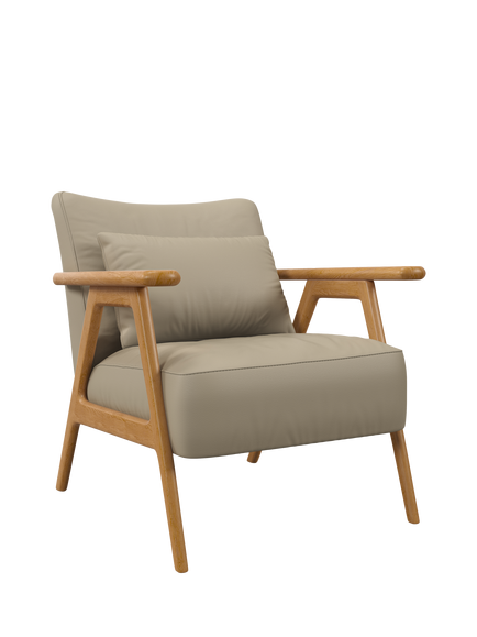 John Lewis Hendricks Leather Armchair, Light Leg, Matt Pearl