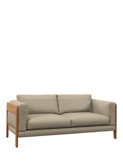 John Lewis Nest Large 3 Seater Leather Sofa, Light Leg, Matt Pearl