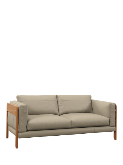 John Lewis Nest Large 3 Seater Leather Sofa, Light Leg, Matt Pearl