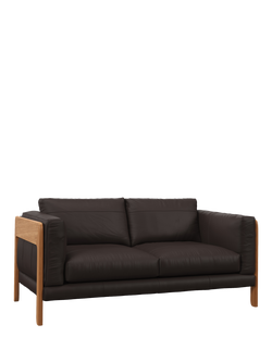 John Lewis Nest Medium 2 Seater Leather Sofa, Light Leg, Matt Chocolate