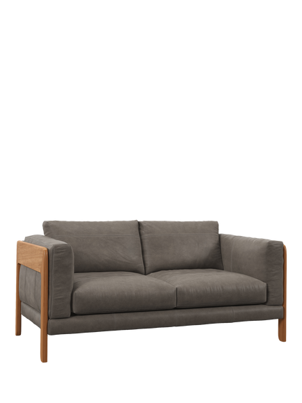 John Lewis Nest Medium 2 Seater Leather Sofa, Light Leg, Demetra Grey