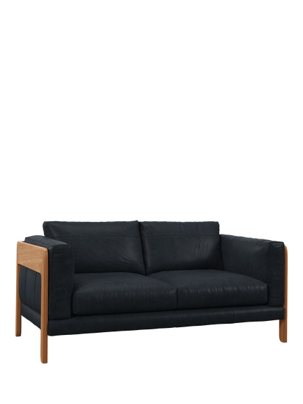 John Lewis Nest Medium 2 Seater Leather Sofa, Light Leg, Vintage Jeans