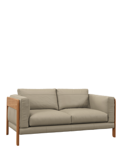 John Lewis Nest Medium 2 Seater Leather Sofa, Light Leg, Matt Pearl