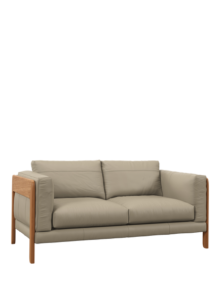 John Lewis Nest Medium 2 Seater Leather Sofa, Light Leg, Matt Pearl