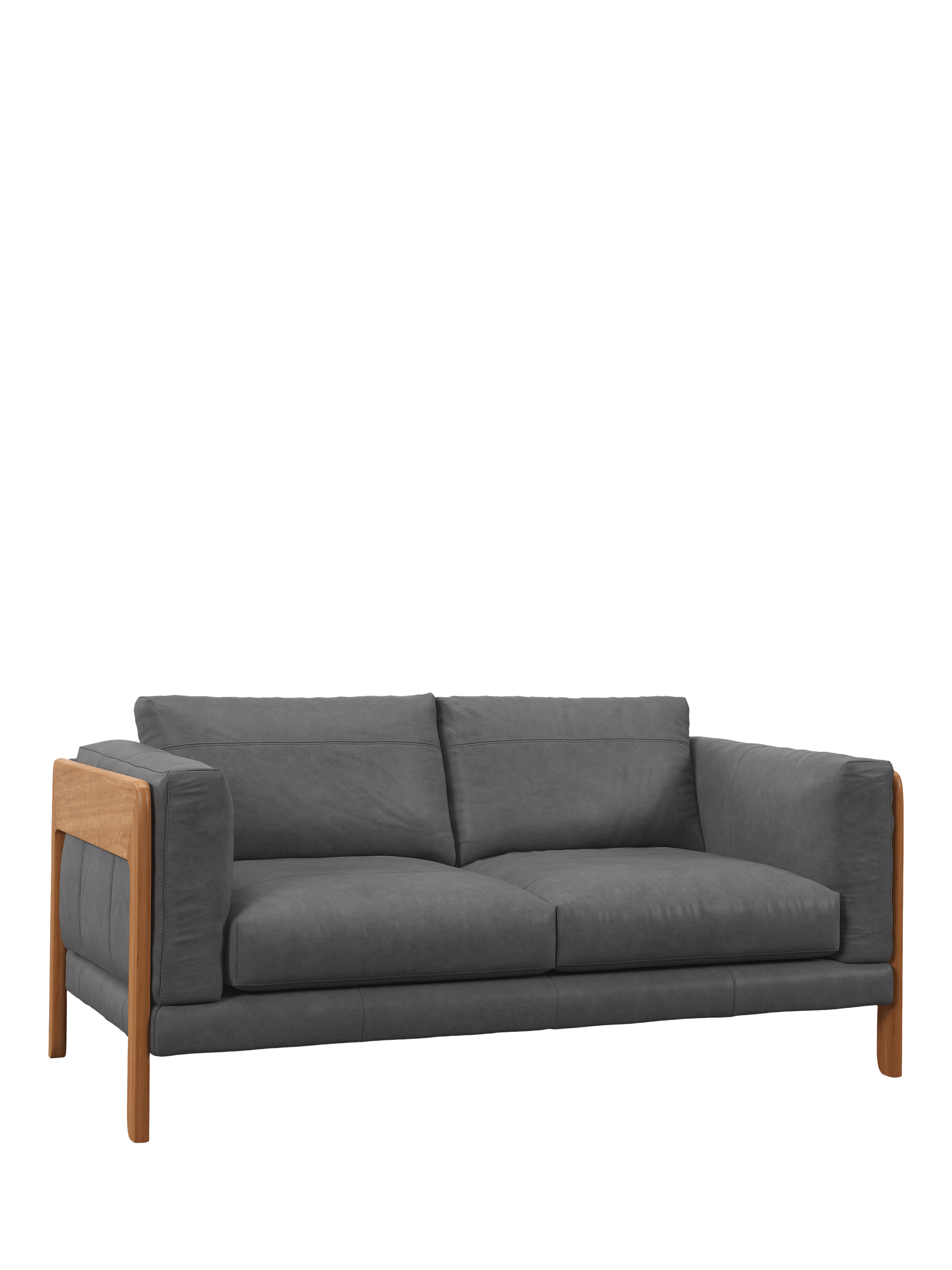 Nest Range, John Lewis Nest Medium 2 Seater Leather Sofa, Light Leg, Vintage Shadow