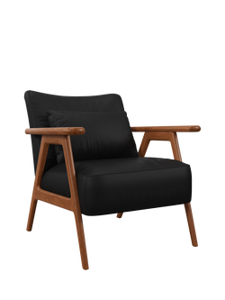 John Lewis Hendricks Leather Armchair, Dark Leg, Matt Black