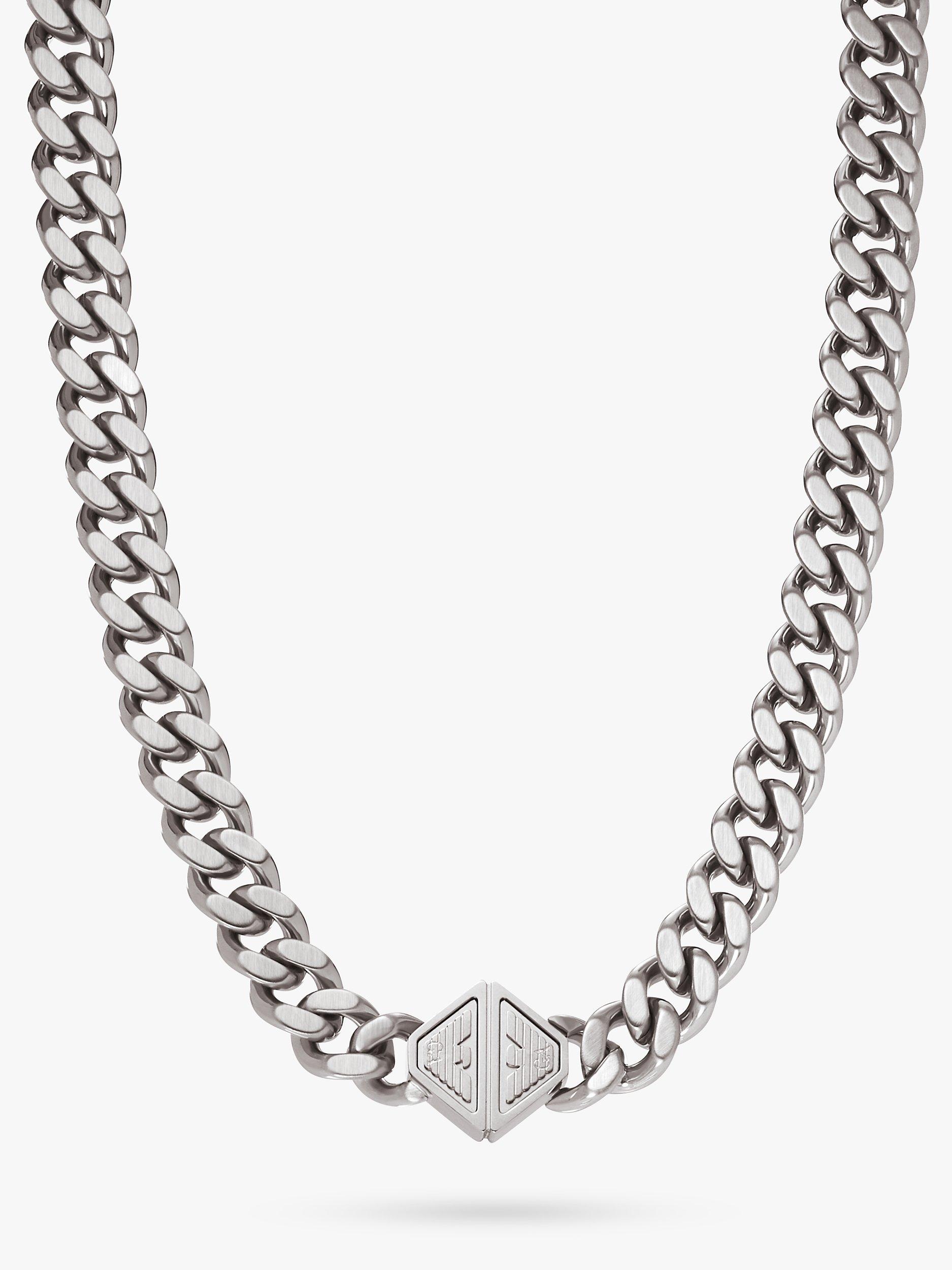 Product image 1 of 4, which shows Emporio Armani Men's Curb Chain Necklace, Silver
