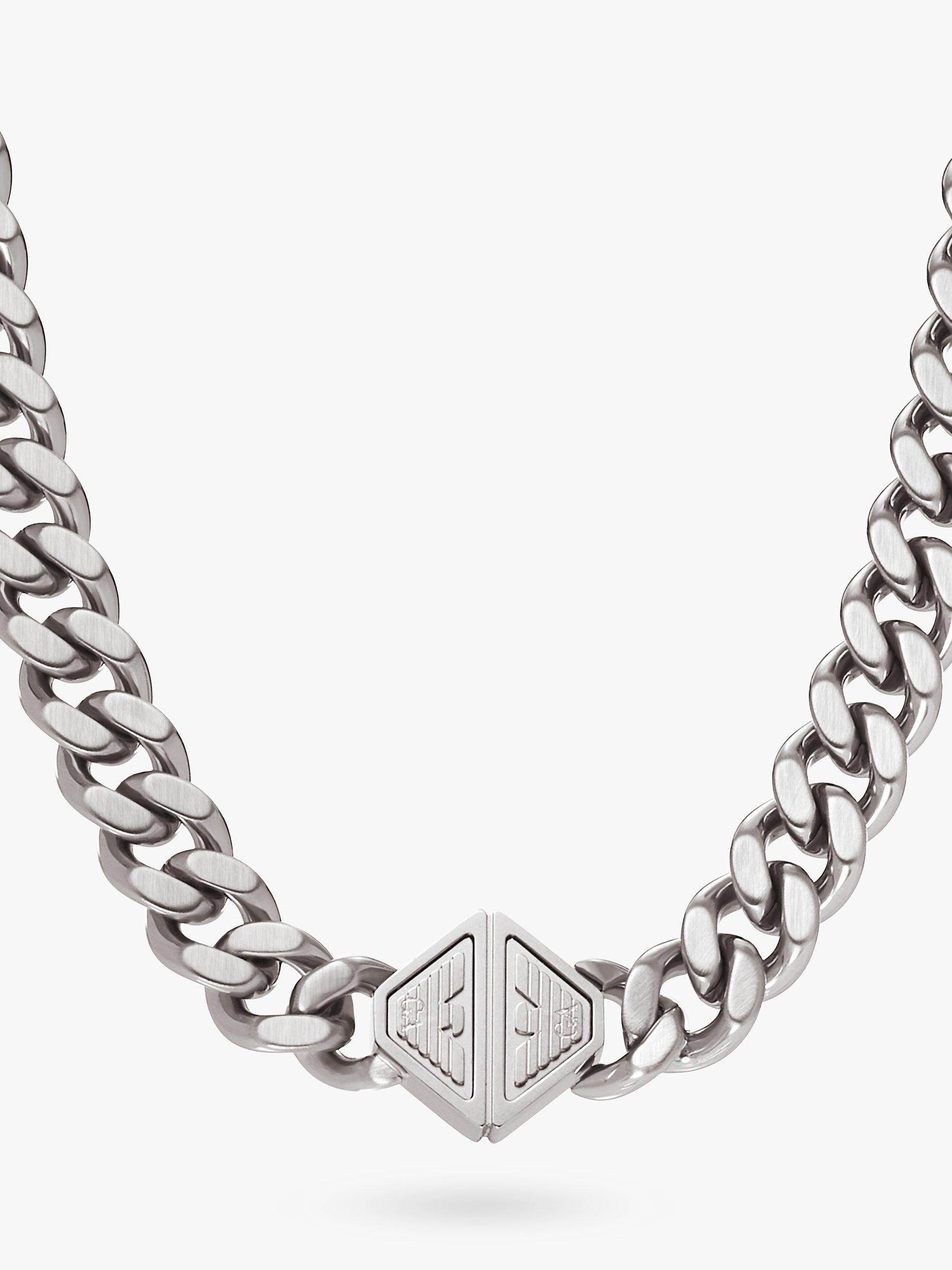 Product image 2 of 4, which shows Emporio Armani Men's Curb Chain Necklace, Silver