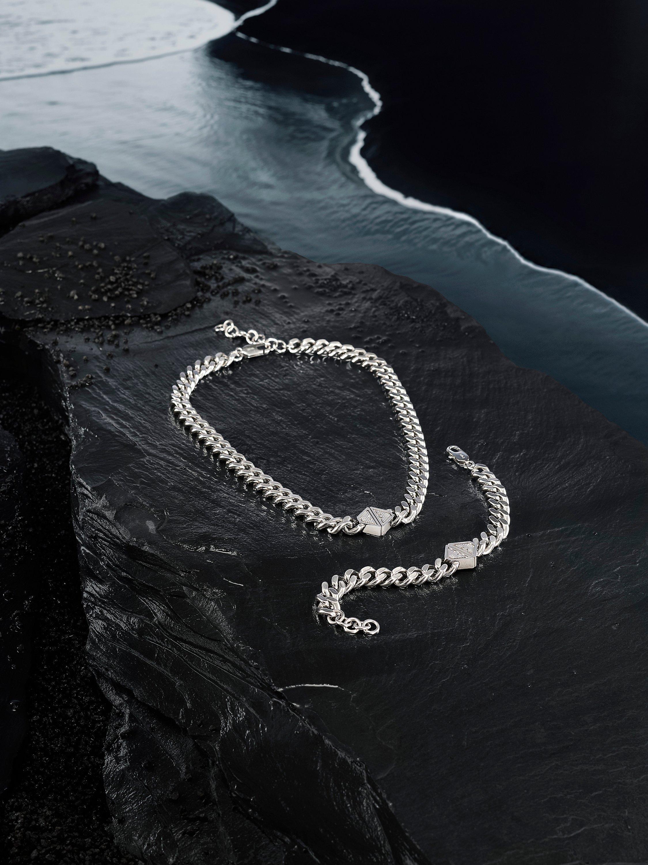 Product image 3 of 4, which shows Emporio Armani Men's Curb Chain Necklace, Silver