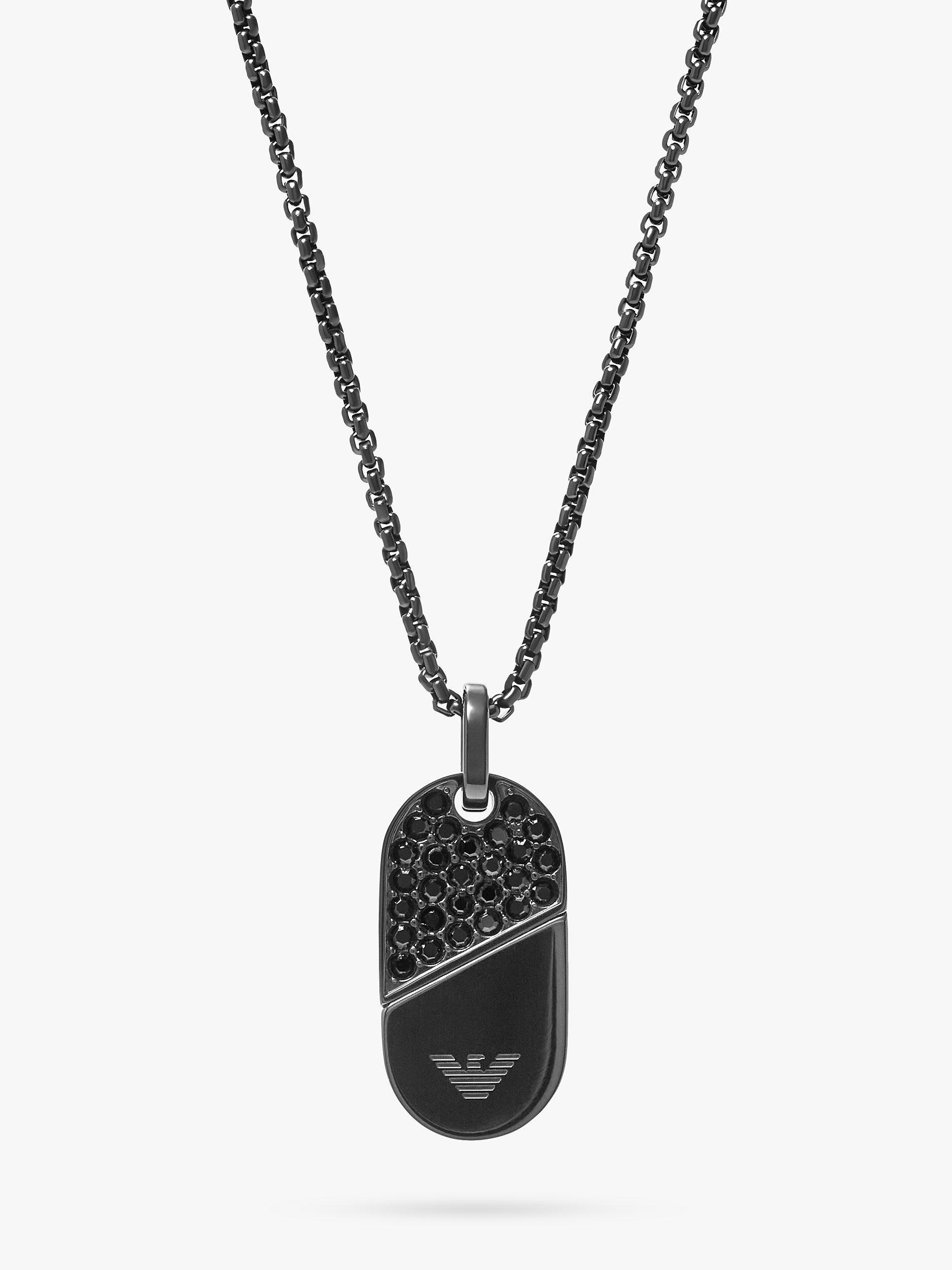 Emporio Armani Men s Dog Tag Pendant Necklace Gunmetal