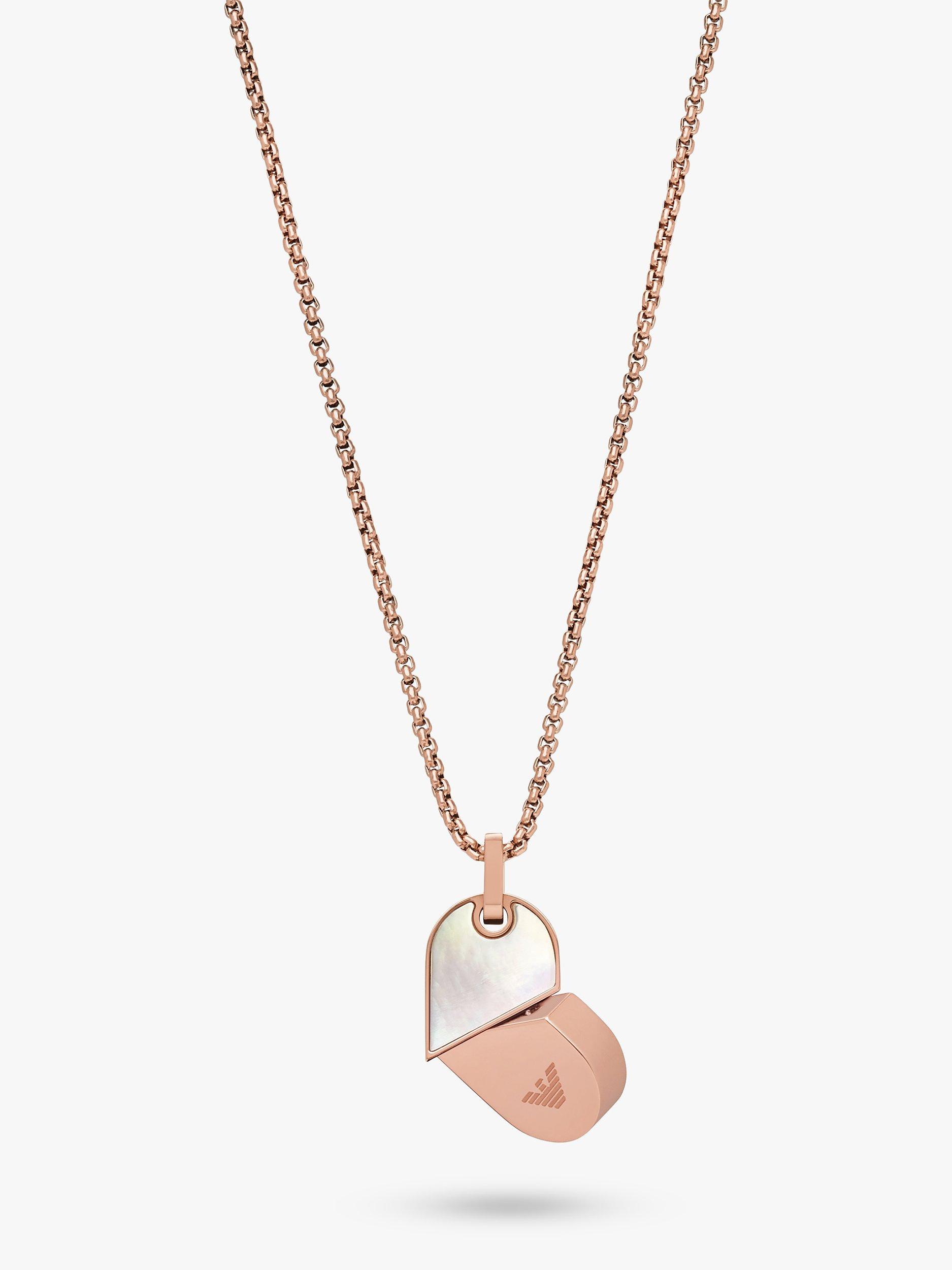 Product image 4 of 8, which shows Emporio Armani Mother of Pearl Dog Tag Necklace, Rose Gold
