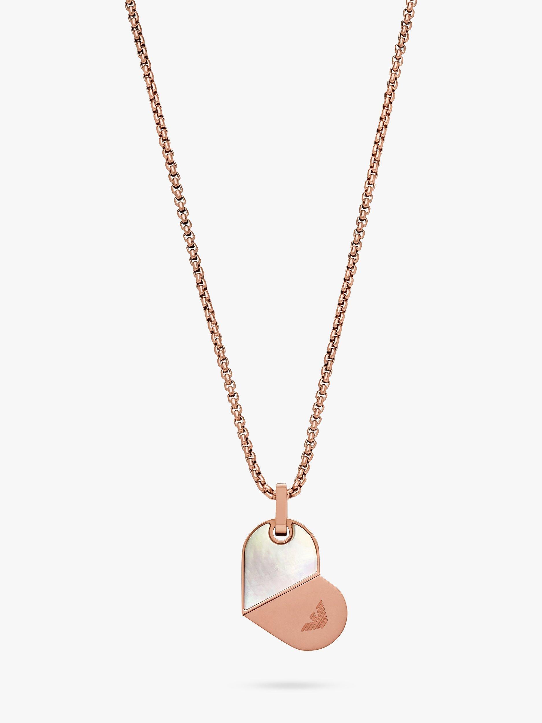 Product image 5 of 8, which shows Emporio Armani Mother of Pearl Dog Tag Necklace, Rose Gold