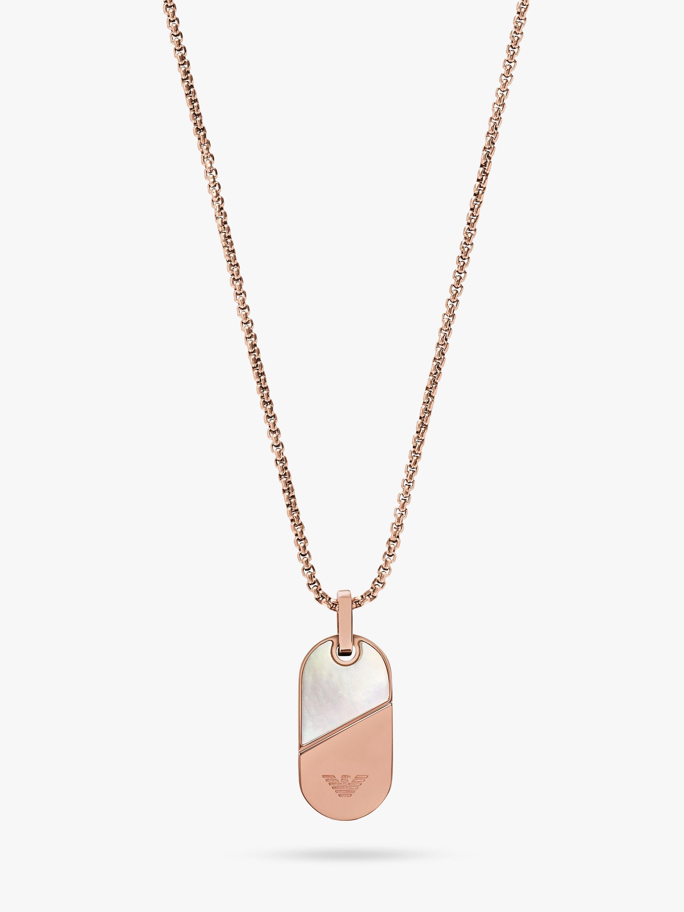 Product image 7 of 8, which shows Emporio Armani Mother of Pearl Dog Tag Necklace, Rose Gold