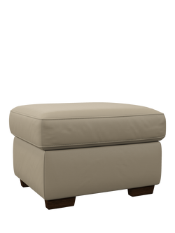 John Lewis Camden Leather Storage Footstool, Dark Leg, Matt Pearl