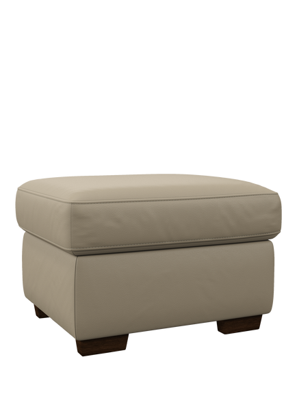 John Lewis Camden Leather Storage Footstool, Dark Leg, Matt Pearl