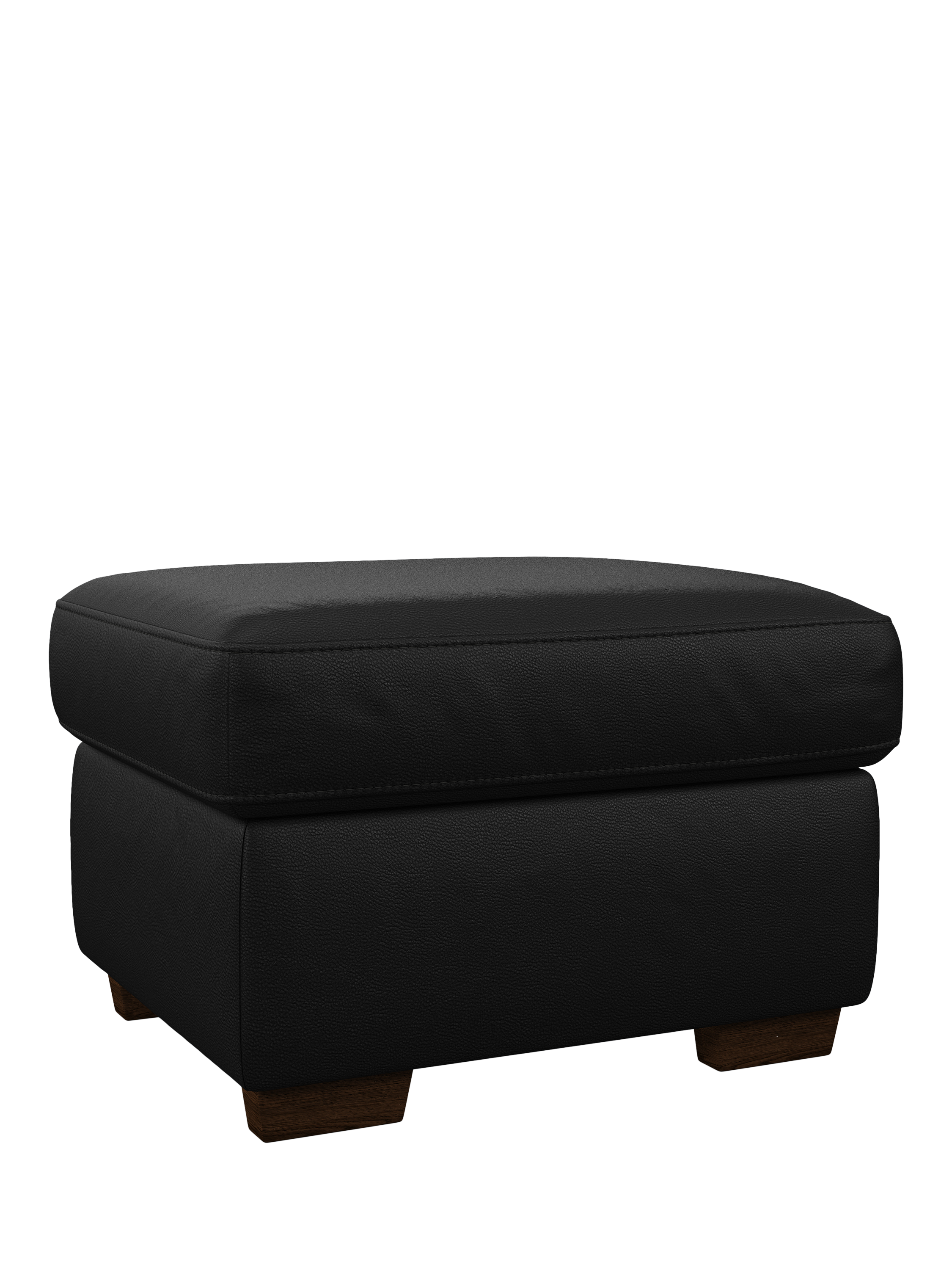 Camden Range, John Lewis Camden Leather Storage Footstool, Dark Leg, Matt Black