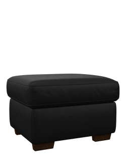 John Lewis Camden Leather Storage Footstool, Dark Leg, Matt Black