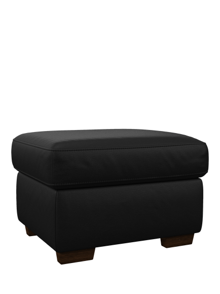 John Lewis Camden Leather Storage Footstool, Dark Leg, Matt Black