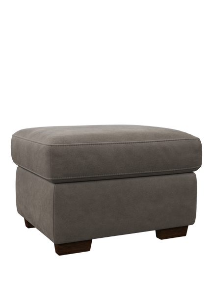 John Lewis Camden Leather Storage Footstool, Dark Leg, Demetra Grey