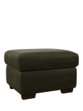 John Lewis Camden Leather Storage Footstool, Dark Leg, Demetra Green