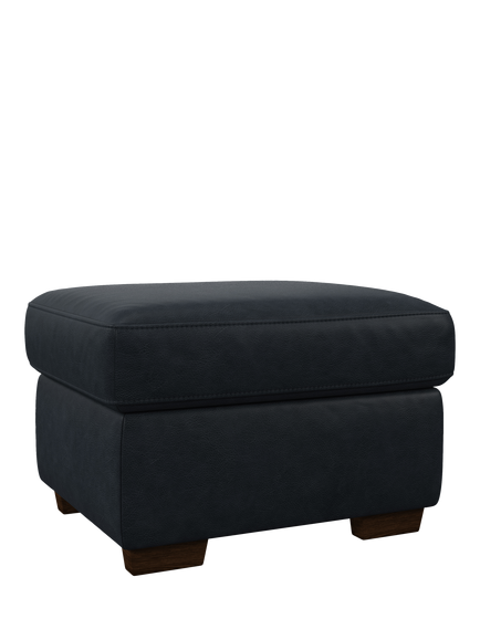 John Lewis Camden Leather Storage Footstool, Dark Leg, Vintage Jeans