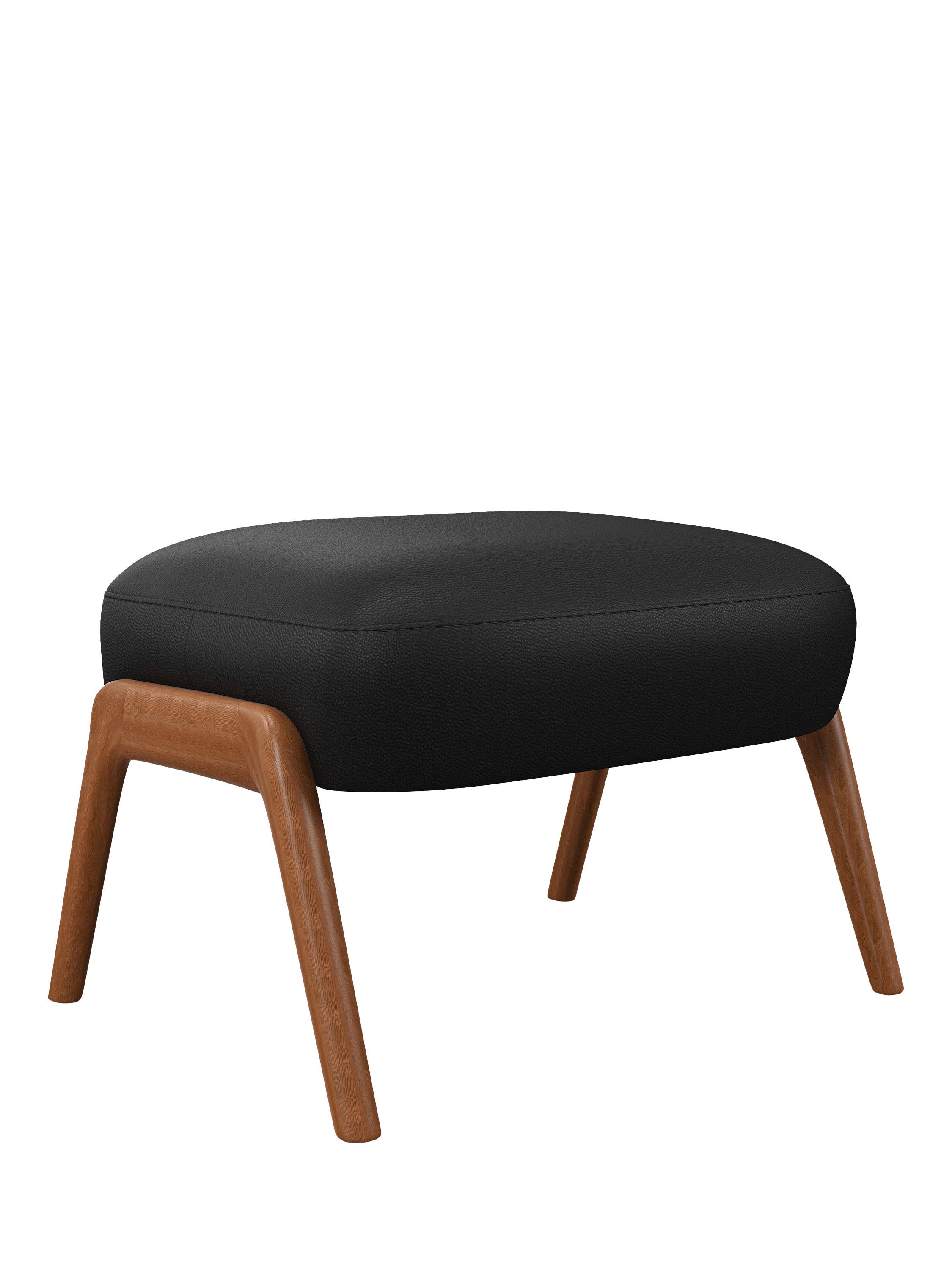 Hendricks Range, John Lewis Hendricks Leather Footstool, Dark Leg, Matt Black