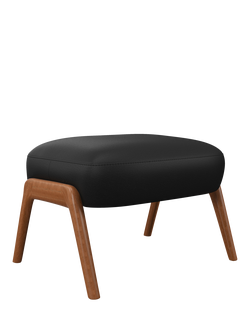 John Lewis Hendricks Leather Footstool, Dark Leg, Matt Black