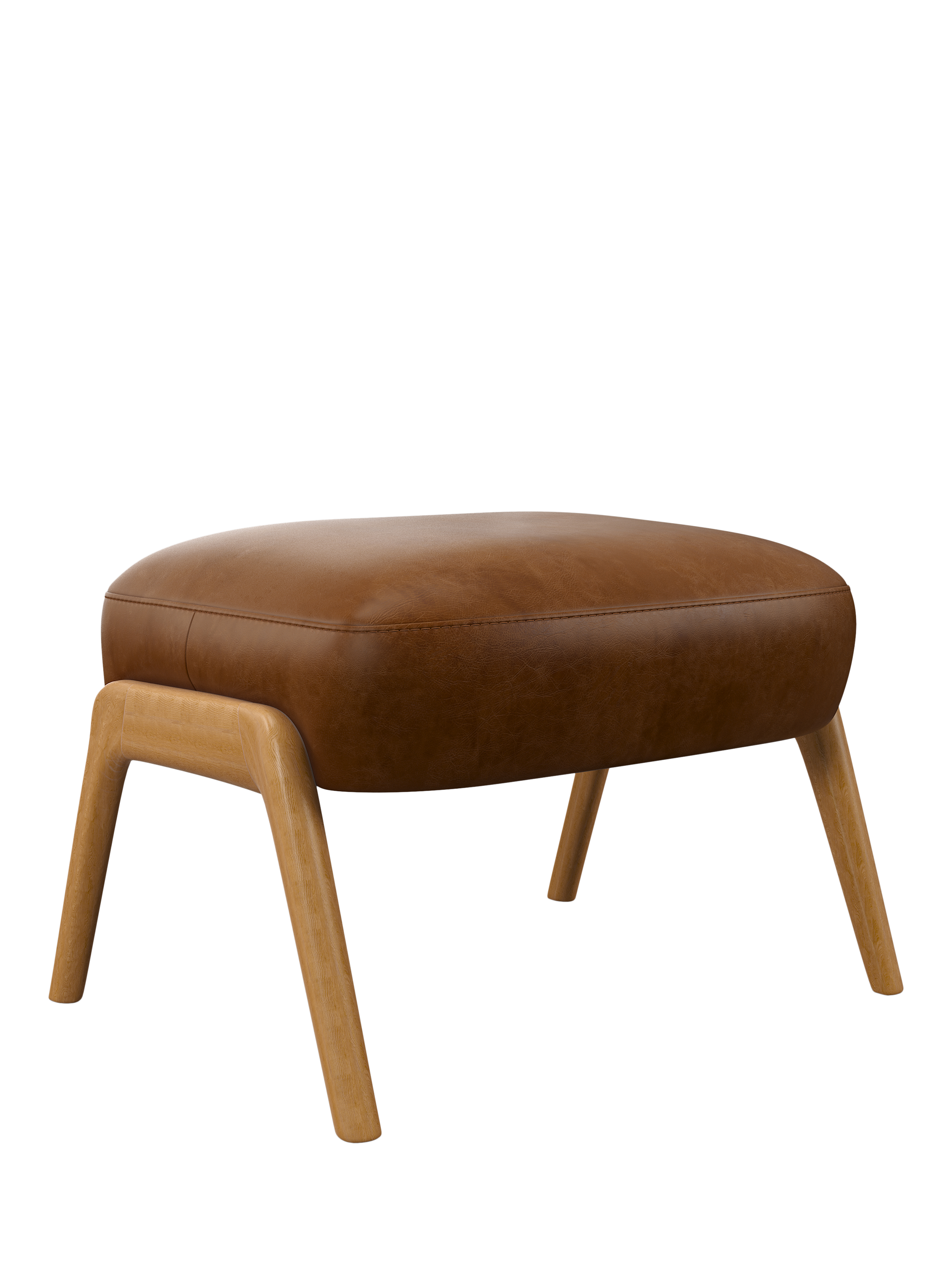 Hendricks Range, John Lewis Hendricks Leather Footstool, Light Leg, Premium Caramel