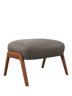 John Lewis Hendricks Leather Footstool, Dark Leg, Demetra Grey