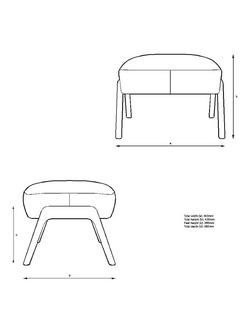 John Lewis Hendricks Leather Footstool, Dark Leg - view 2, Demetra Grey