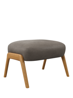 John Lewis Hendricks Leather Footstool, Light Leg, Demetra Grey