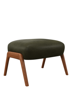 John Lewis Hendricks Leather Footstool, Dark Leg, Demetra Green